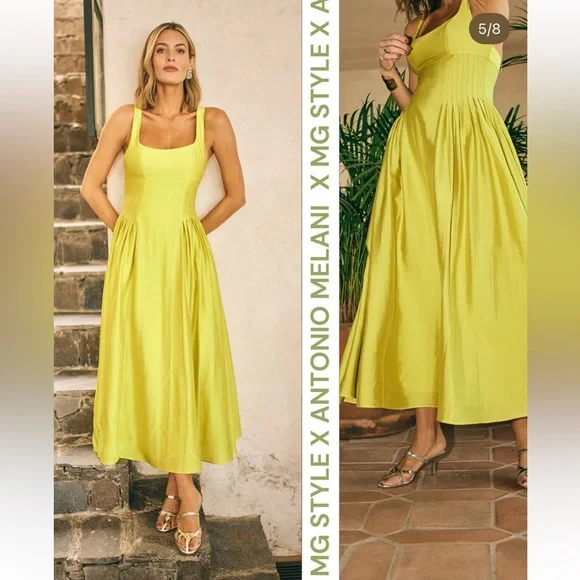 ANTONIO MELANI x MG Style A-Line Square Neck Sleeveless Dress